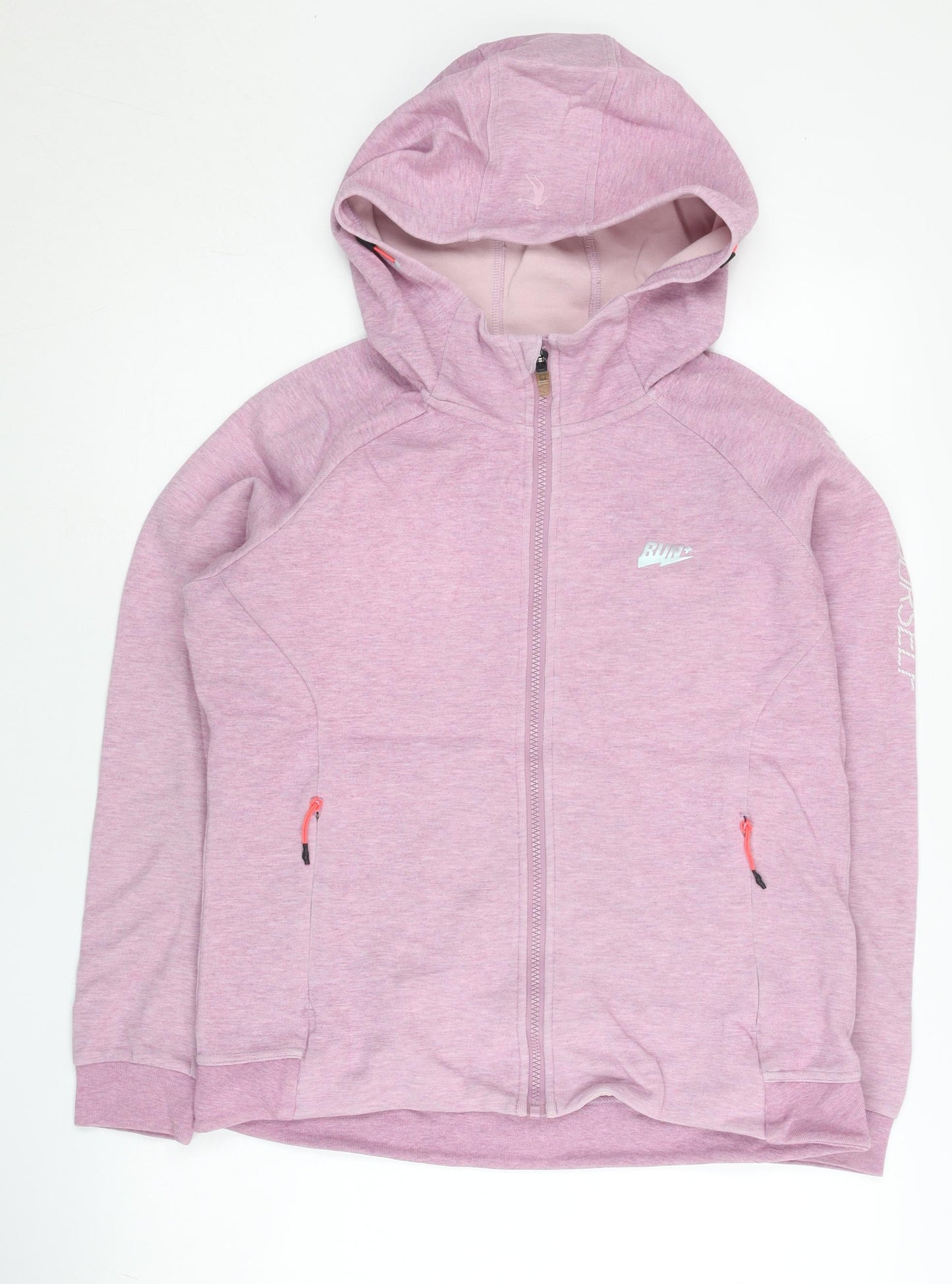 QD Running Women's Pink Full Zip Hoodie Size 12 UK Sports Activewear