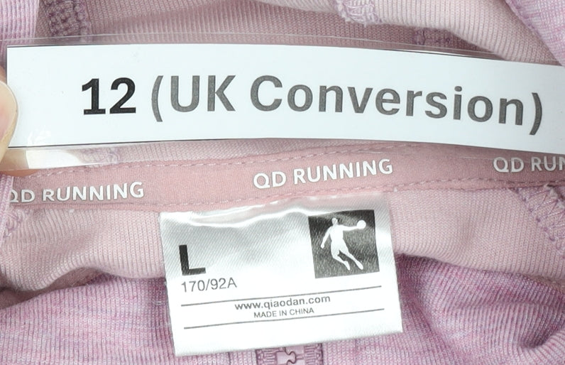 QD Running Women's Pink Full Zip Hoodie Size 12 UK Sports Activewear