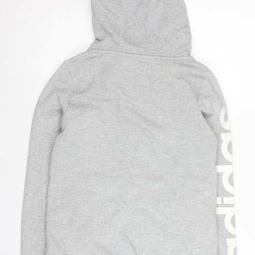 Adidas Womens Grey Zip Hoodie Size 10 Regular Fit Sportswear