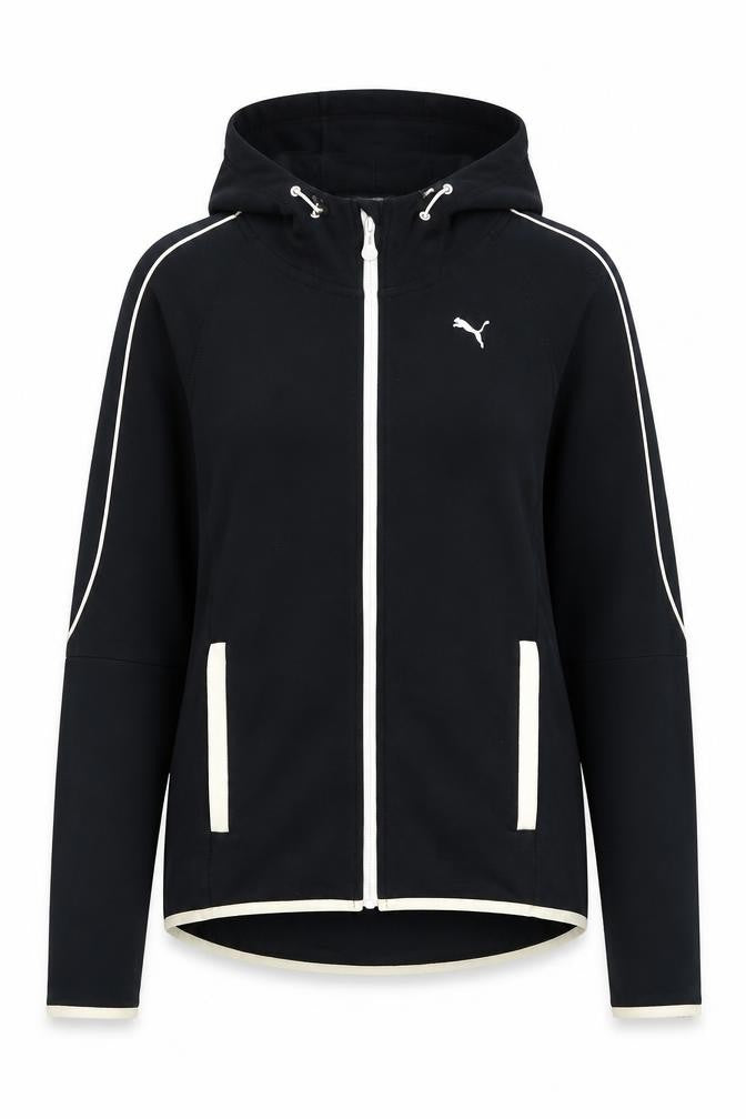 Puma Womens Black Full Zip Hoodie Size 8 UK Athletic Sportswear