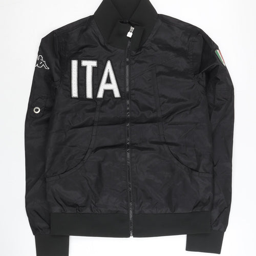 Kappa Womens Black Varsity Jacket Size 10 Full Zip Sportswear