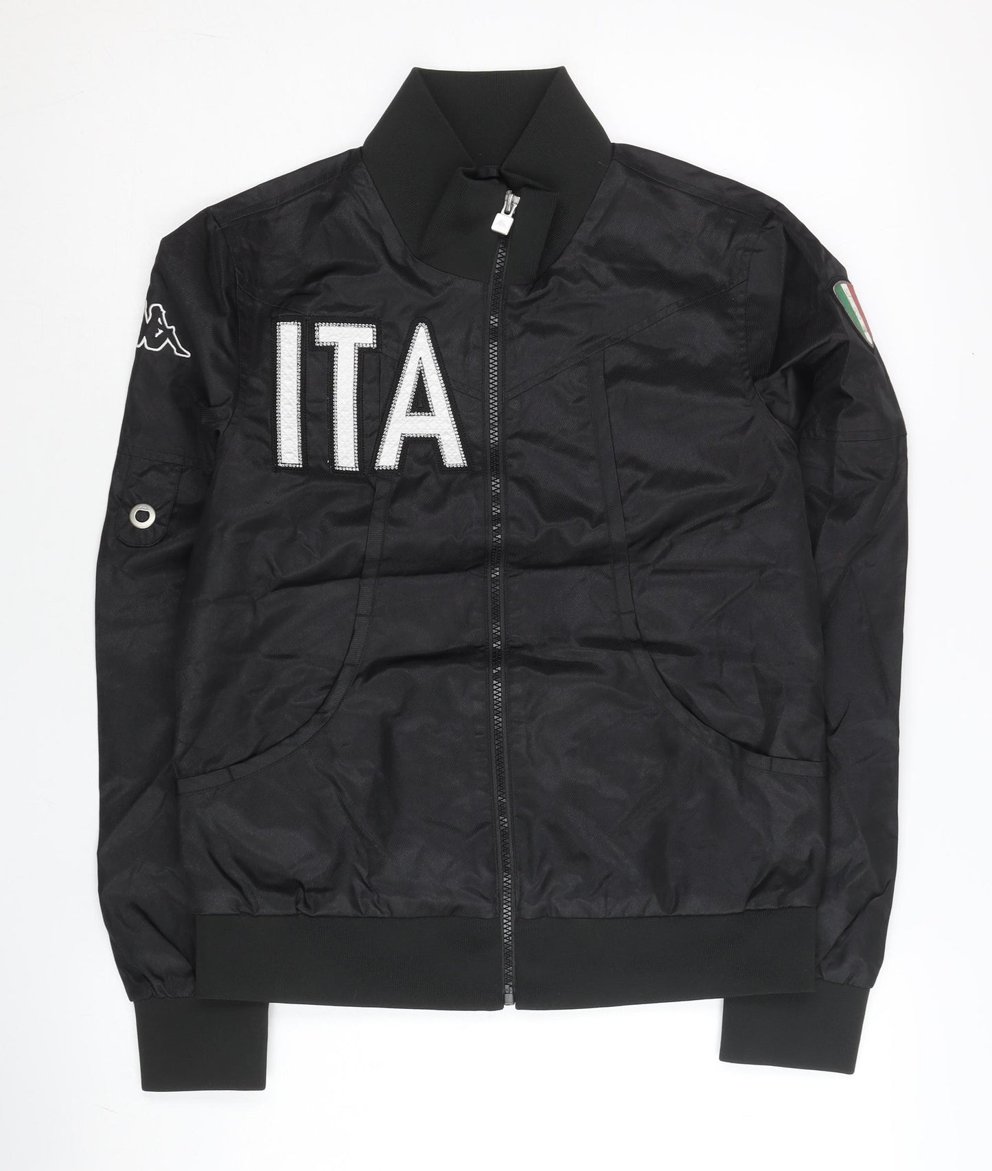 Kappa Womens Black Varsity Jacket Size 10 Full Zip Sportswear