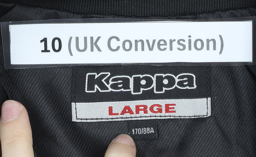 Kappa Womens Black Varsity Jacket Size 10 Full Zip Sportswear