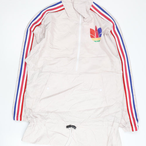 Adidas Women's Beige Windbreaker Jacket Size 8 Lightweight Nylon