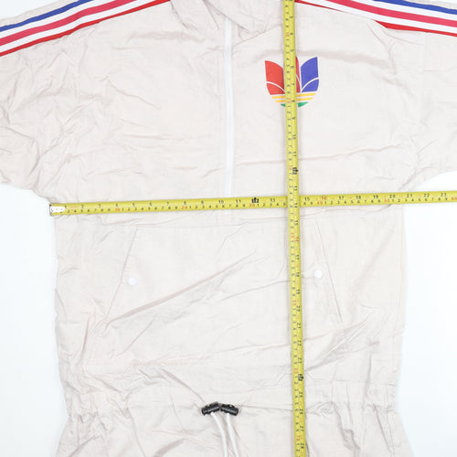 Adidas Women's Beige Windbreaker Jacket Size 8 Lightweight Nylon