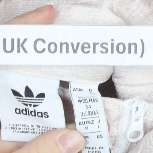Adidas Women's Beige Windbreaker Jacket Size 8 Lightweight Nylon