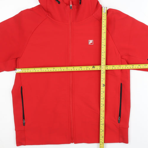 Fila Womens Red Full Zip Hoodie Size 8 UK Sports Sweatshirt