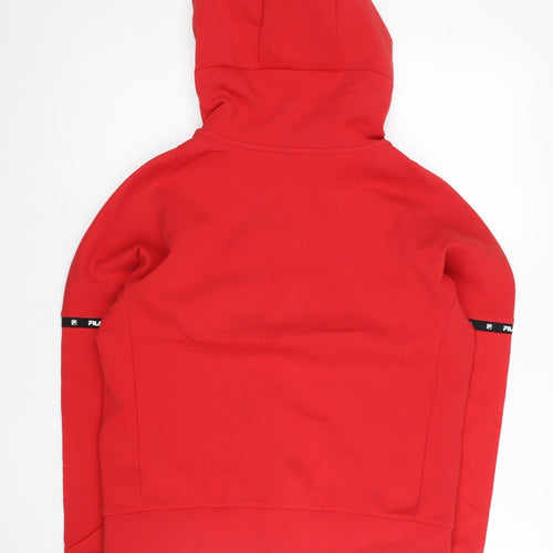 Fila Womens Red Full Zip Hoodie Size 8 UK Sports Sweatshirt