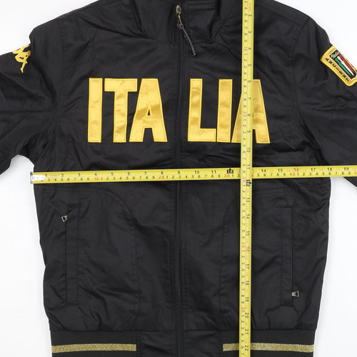 Kappa Womens Black Track Jacket Size 12 Italia Logo Full Zip