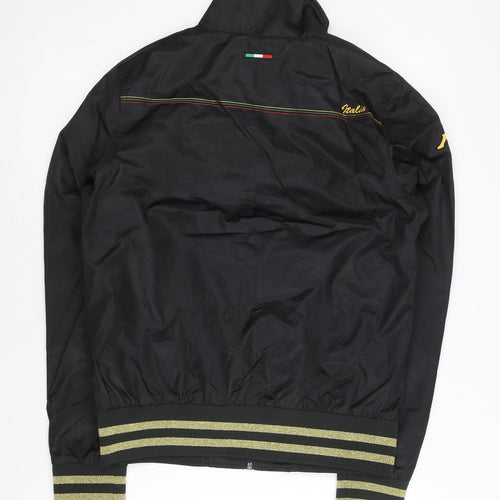 Kappa Womens Black Track Jacket Size 12 Italia Logo Full Zip