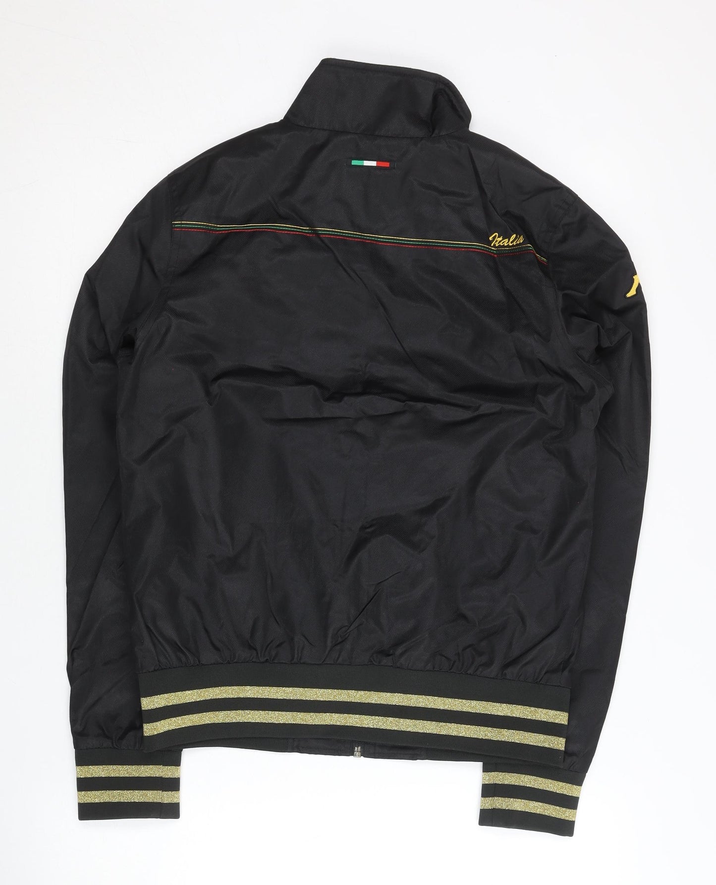 Kappa Womens Black Track Jacket Size 12 Italia Logo Full Zip