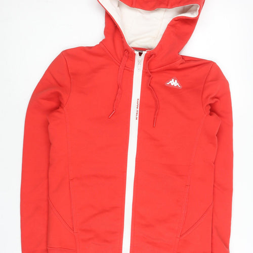 Kappa Womens Red Full Zip Hoodie Size 8 UK Cotton Blend