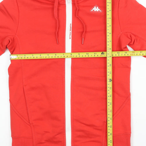 Kappa Womens Red Full Zip Hoodie Size 8 UK Cotton Blend