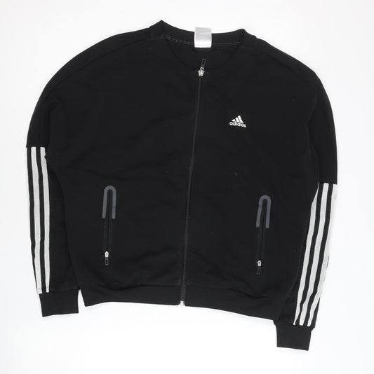 Adidas Women Black Size 10 Track Jacket Full Zip Sportswear