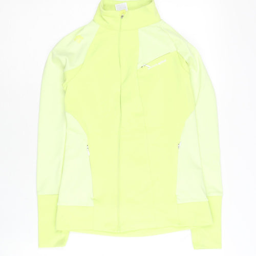 Descente Women’s Yellow Track Jacket Size 6 Slim Fit Full Zip
