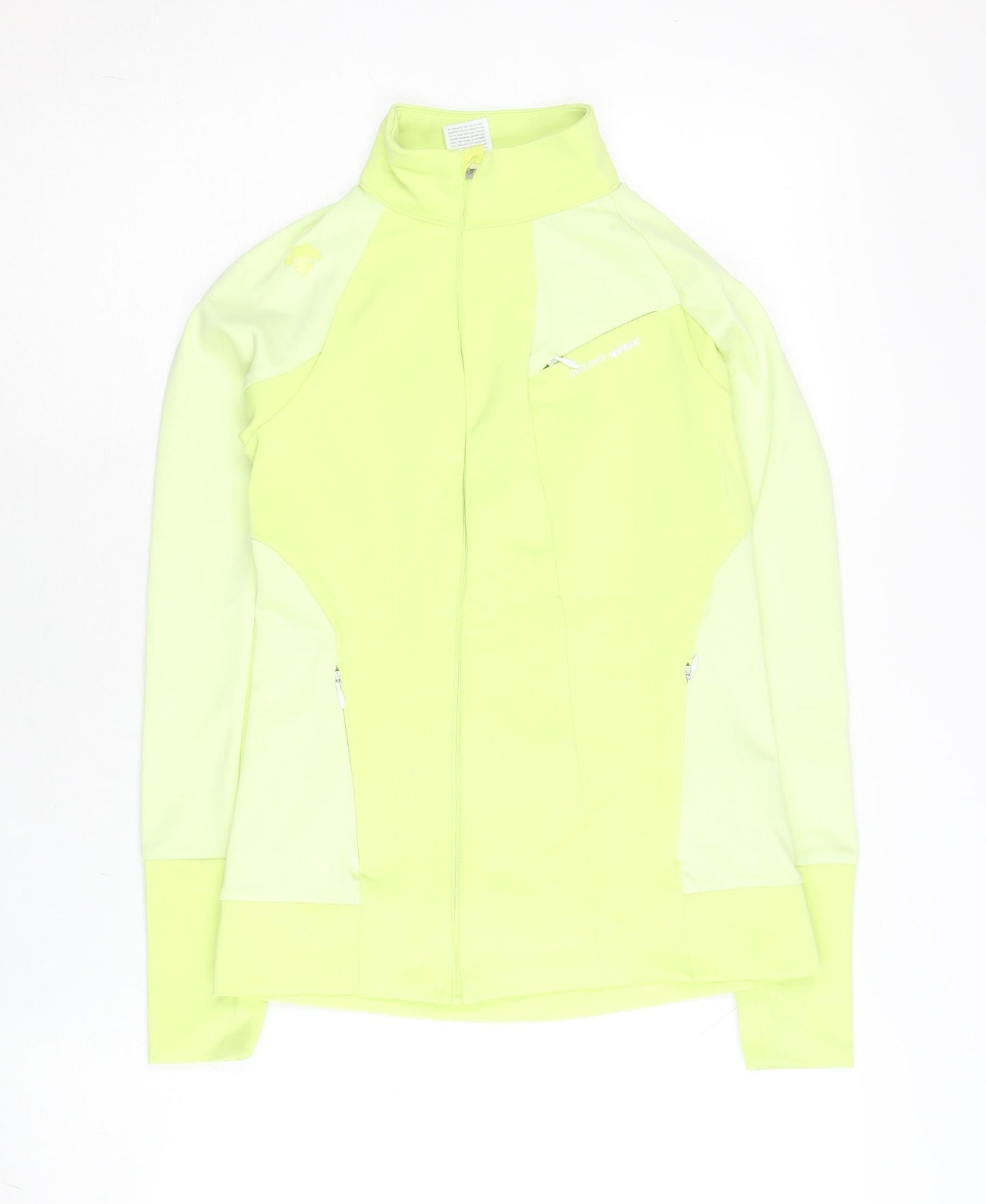 Descente Women’s Yellow Track Jacket Size 6 Slim Fit Full Zip