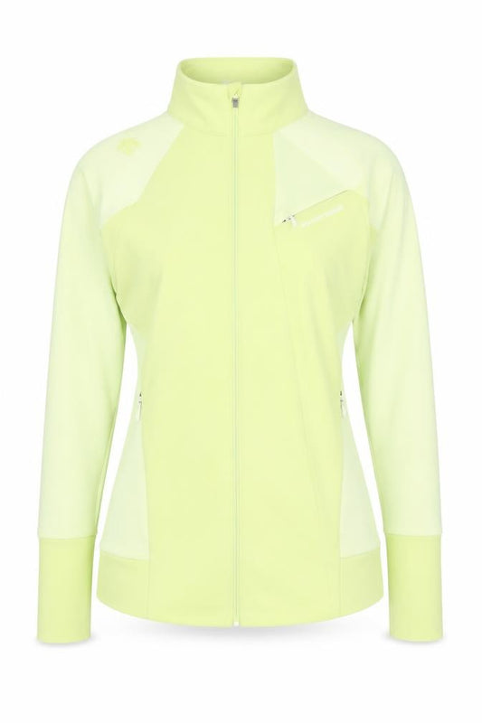 Front view of Descente Women’s Yellow Track Jacket, size UK 6 Slim, Fit Full Zip