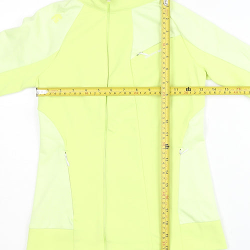 Descente Women’s Yellow Track Jacket Size 6 Slim Fit Full Zip
