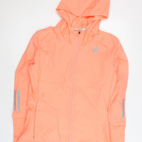 Adidas Womens Orange Size 8 Windbreaker Hooded Jacket