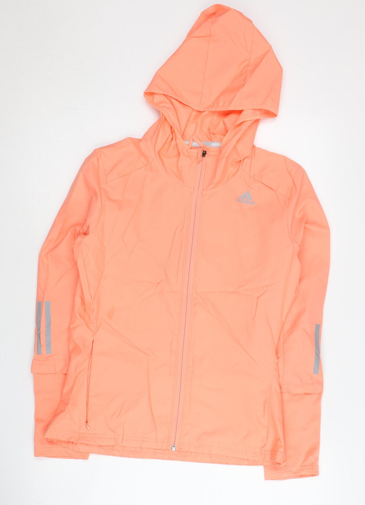 Adidas Womens Orange Size 8 Windbreaker Hooded Jacket