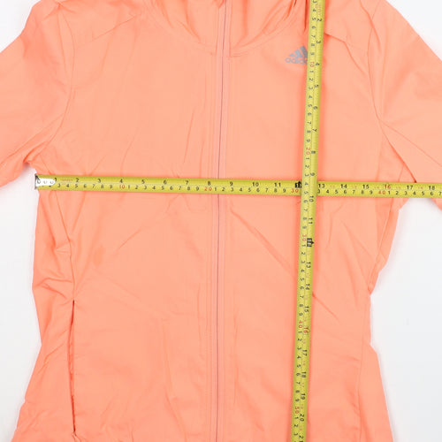Adidas Womens Orange Size 8 Windbreaker Hooded Jacket