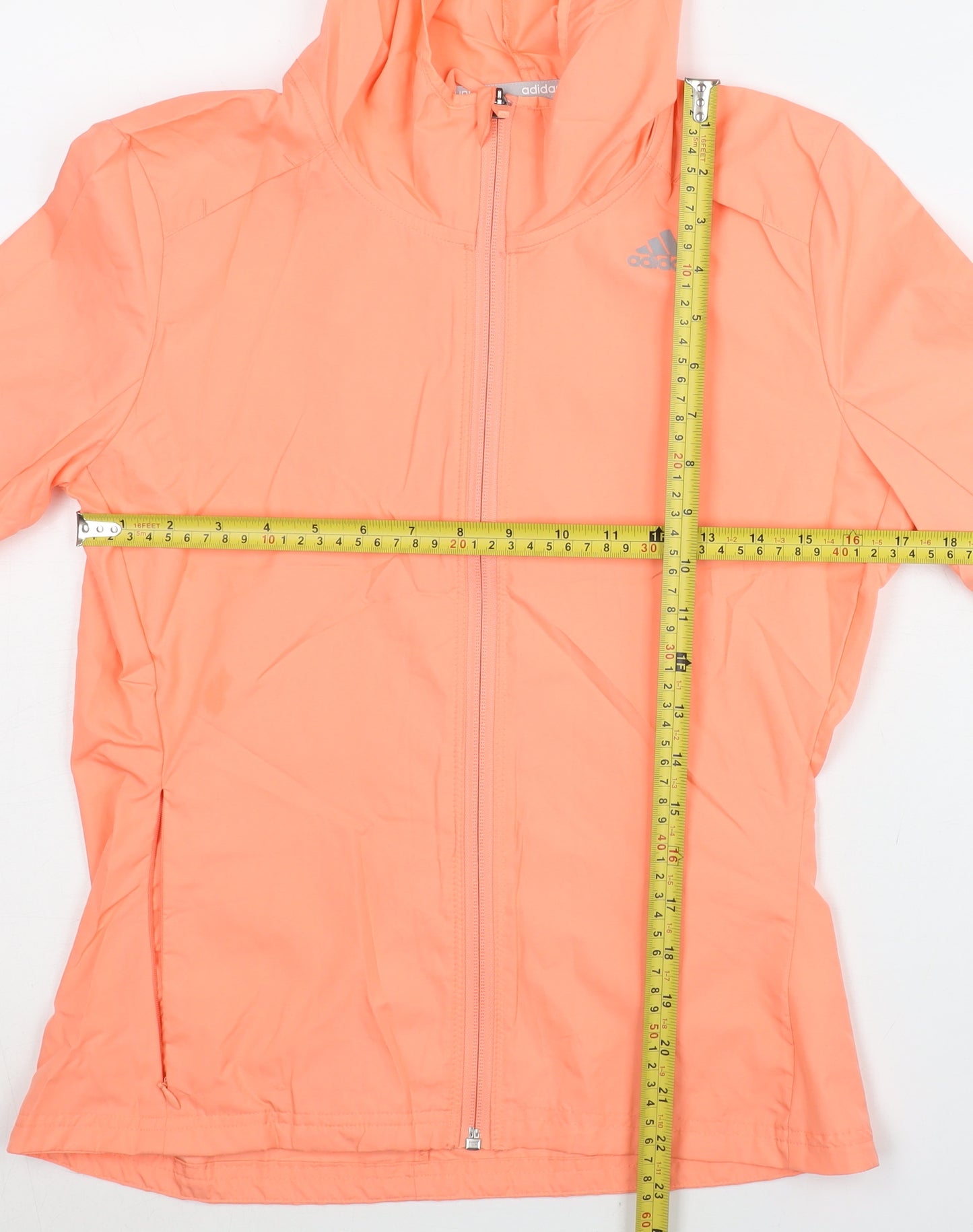 Adidas Womens Orange Size 8 Windbreaker Hooded Jacket