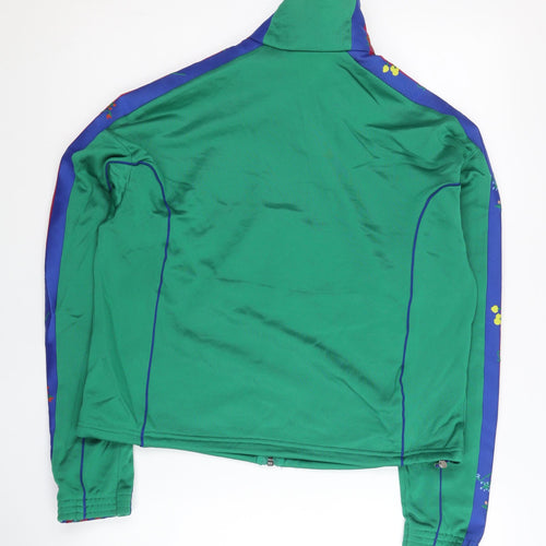 Adidas Women's Green Track Jacket Size 8 Floral Stripe Sportswear
