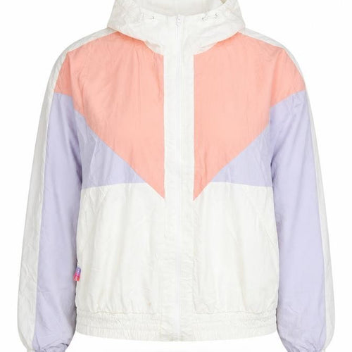 Xtep Womens White Pink Purple Windbreaker Jacket Size 16 Hooded Lightweight