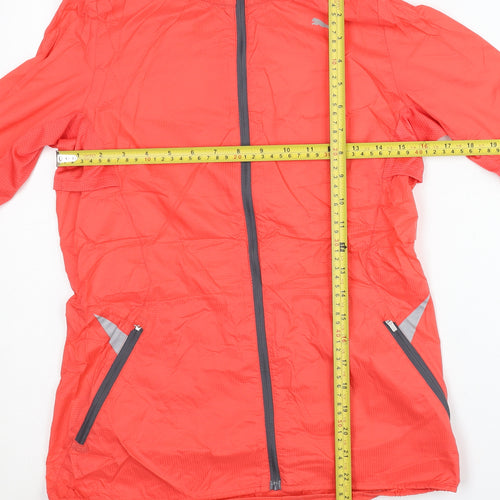 Puma Womens Red Windbreaker Jacket Size 8 Hooded Reflective
