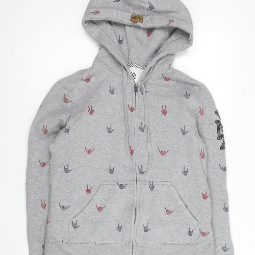 Vans Women’s Grey Hoodie Sweatshirt L Full Zip Cotton Blend Graphic