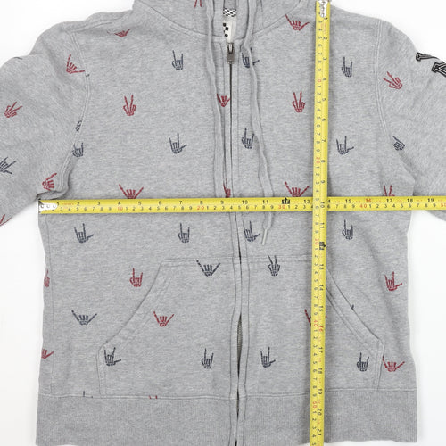 Vans Women’s Grey Hoodie Sweatshirt L Full Zip Cotton Blend Graphic