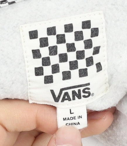 Vans Women’s Grey Hoodie Sweatshirt L Full Zip Cotton Blend Graphic