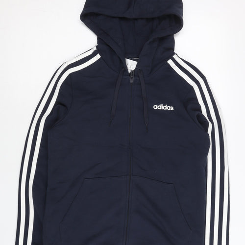 Adidas Womens Blue Full Zip Hoodie Size 10 Regular Fit Sportswear