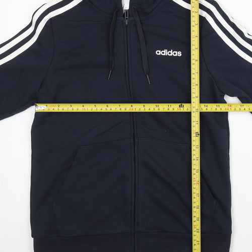 Adidas Womens Blue Full Zip Hoodie Size 10 Regular Fit Sportswear