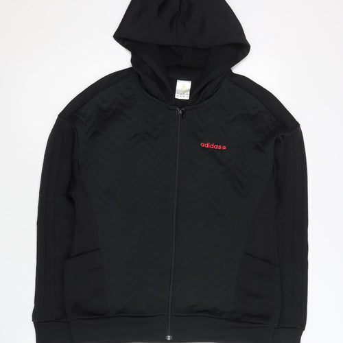 Adidas Women’s Black Full Zip Hoodie Jacket M Quilted Sportswear