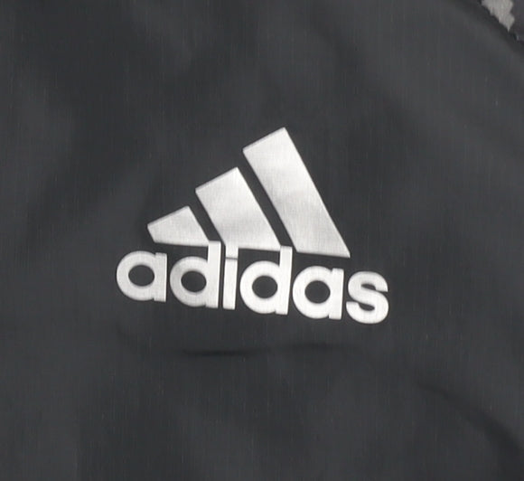 Adidas Womens Black Size 8 Windbreaker Jacket Hooded Full Zip