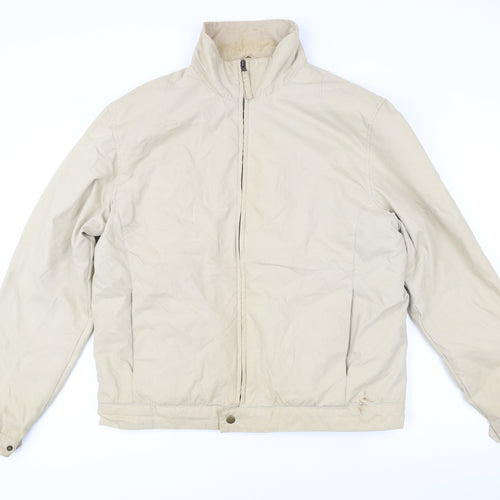 Urban Spirit Men's Beige L Jacket Cotton Nylon Full Zip Casual
