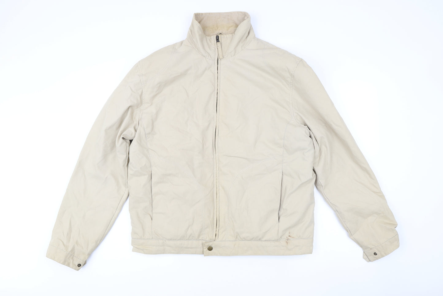 Urban Spirit Men's Beige L Jacket Cotton Nylon Full Zip Casual