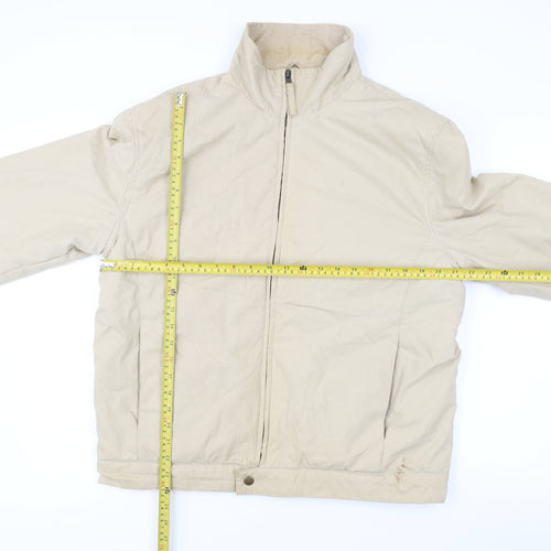 Urban Spirit Men's Beige L Jacket Cotton Nylon Full Zip Casual