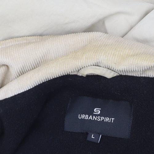 Urban Spirit Men's Beige L Jacket Cotton Nylon Full Zip Casual