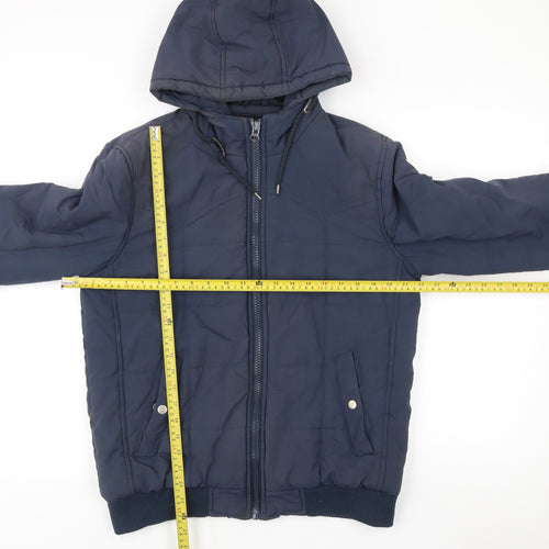 ASOS Men’s Blue Puffer Jacket M Hooded Zip Casual Winter Coat 38-40"