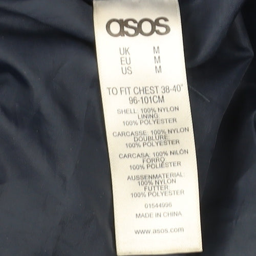 ASOS Men’s Blue Puffer Jacket M Hooded Zip Casual Winter Coat 38-40"
