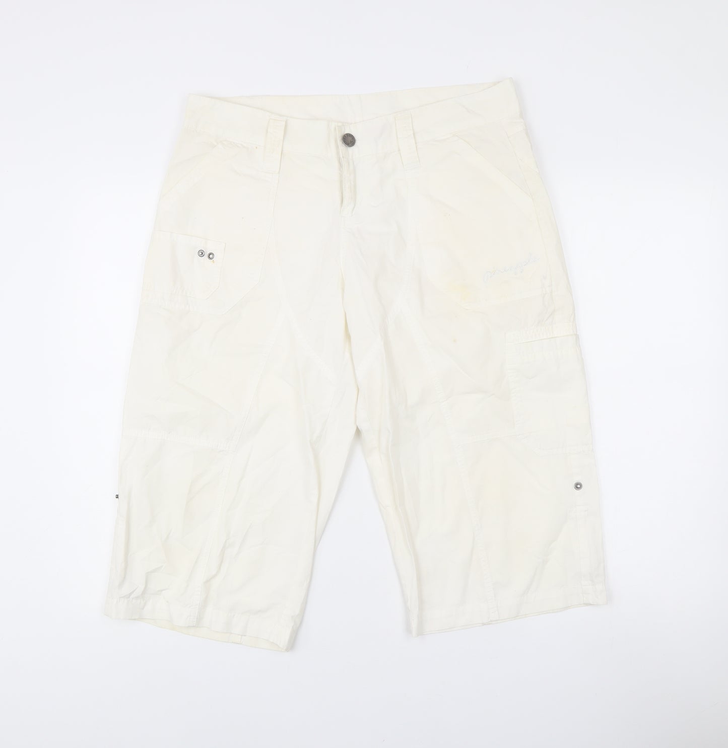 Pineapple Women’s White Cotton Cargo Shorts Size 14