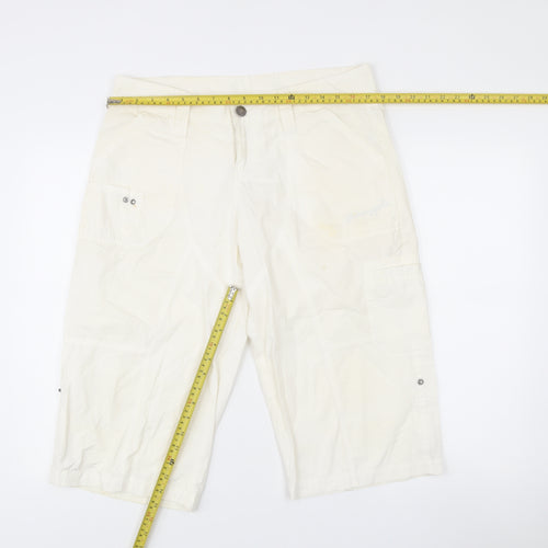 Pineapple Women’s White Cotton Cargo Shorts Size 14
