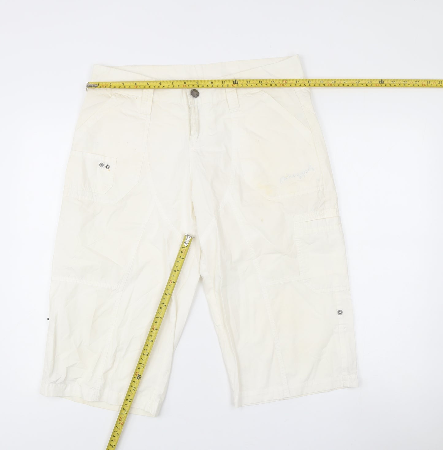 Pineapple Women’s White Cotton Cargo Shorts Size 14