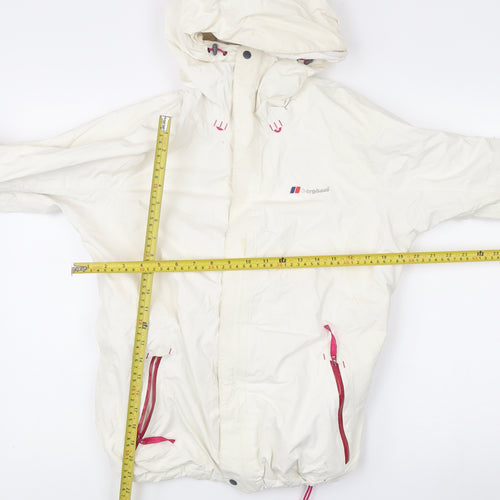 Berghaus Womens White Waterproof Rain Jacket Size 12 Hooded Outdoor Coat