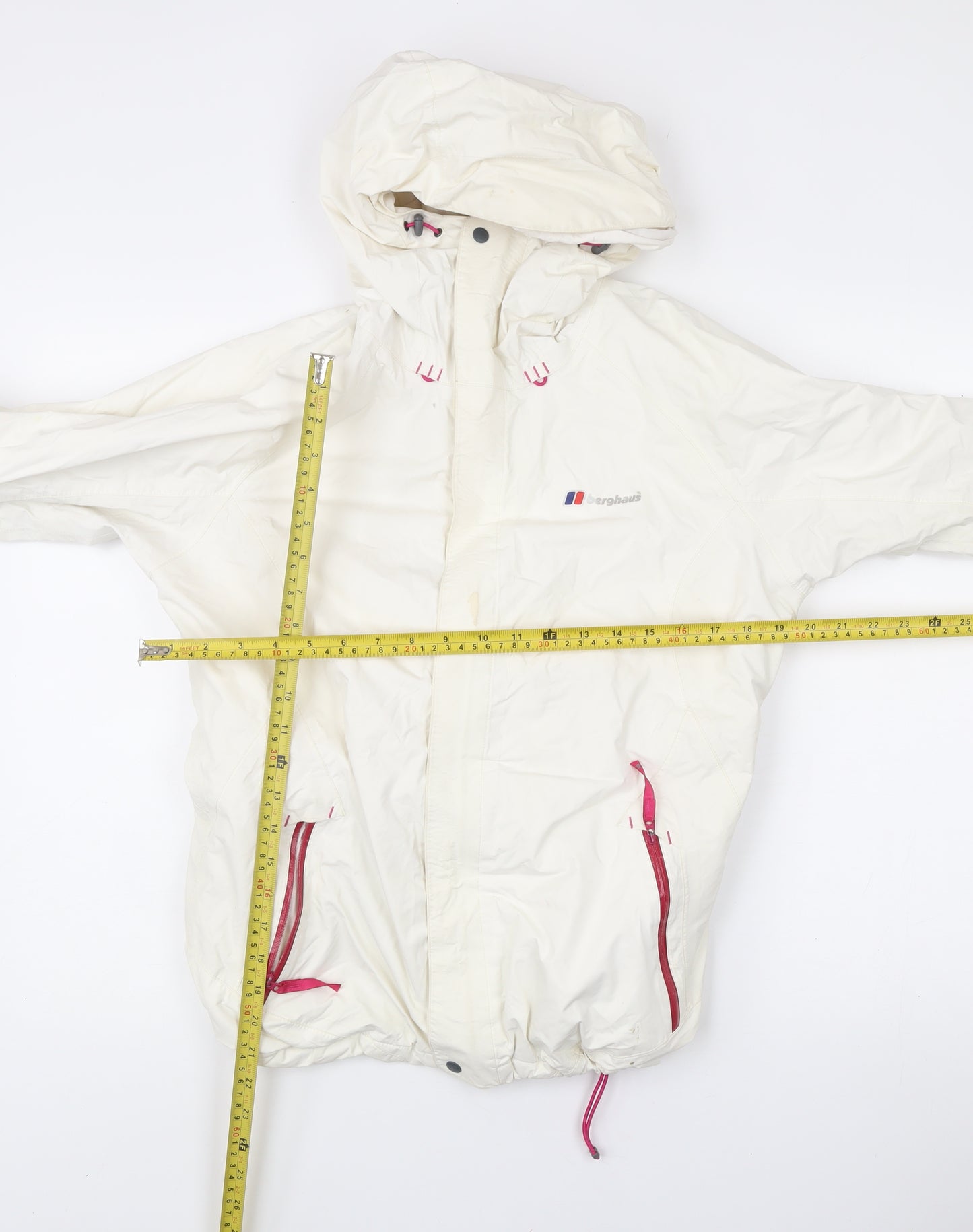 Berghaus Womens White Waterproof Rain Jacket Size 12 Hooded Outdoor Coat