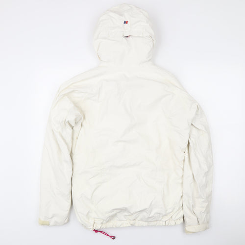 Berghaus Womens White Waterproof Rain Jacket Size 12 Hooded Outdoor Coat