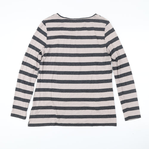 Betty Barclay Womens Grey Beige Stripe Lace Long Sleeve T-Shirt Size 12