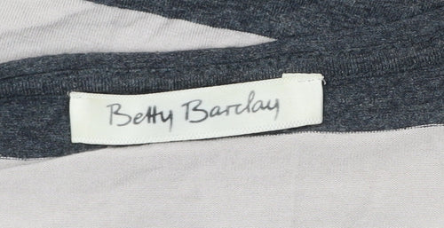 Betty Barclay Womens Grey Beige Stripe Lace Long Sleeve T-Shirt Size 12